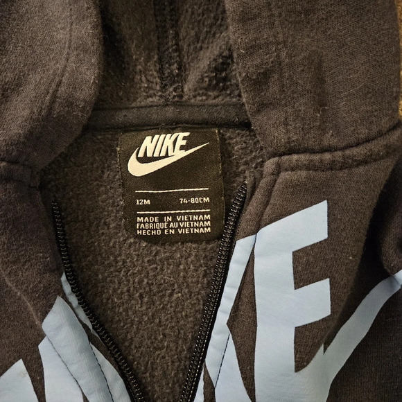 Nike Kids Sweat Jacket Hoodie 12M Navy with light blue swoosh - Picture 2 of 4